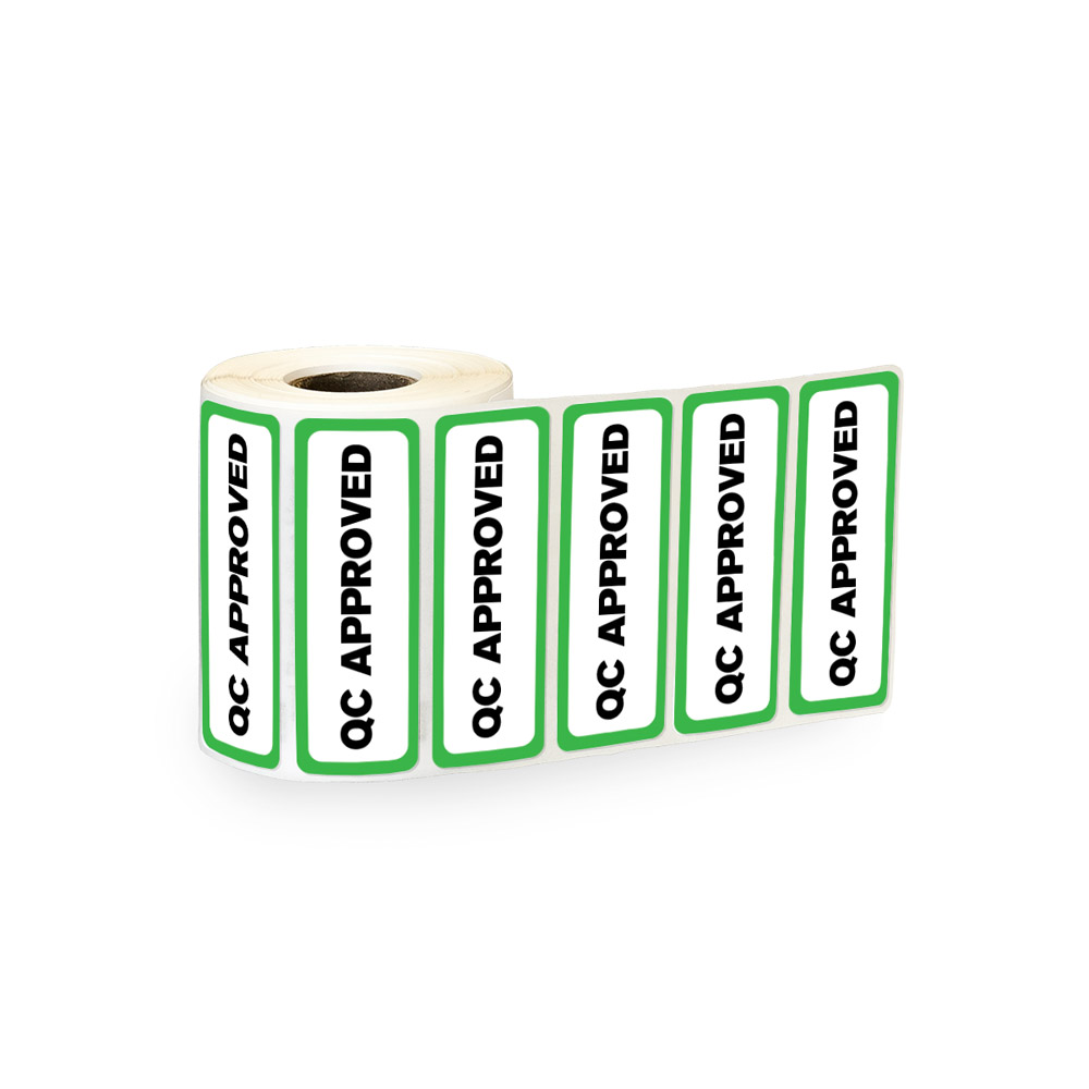 "QC Approved" Rectangular Paper Label 3" x 1" U.S. Plastic Corp.